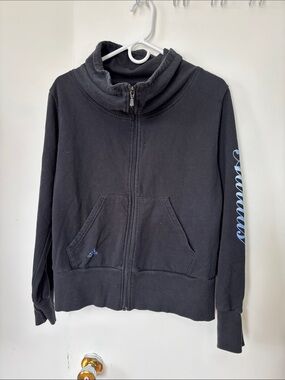 🎉4/30$🎉 adidas Black Zip-Up Hoodie with Blue Script Sleeve
